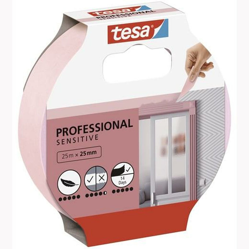 Adhesive Tape TESA Professional Sensitive Male Painter Pink 12 Units (25 mm x 50 m)