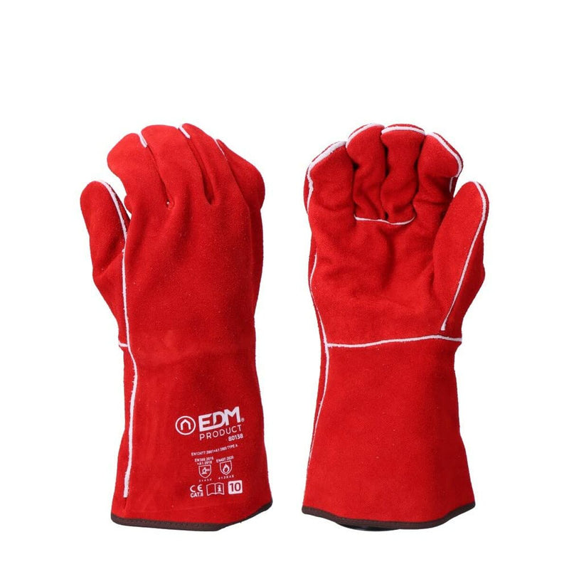 Work Gloves EDM Welders Red Cotton Suede Kevlar