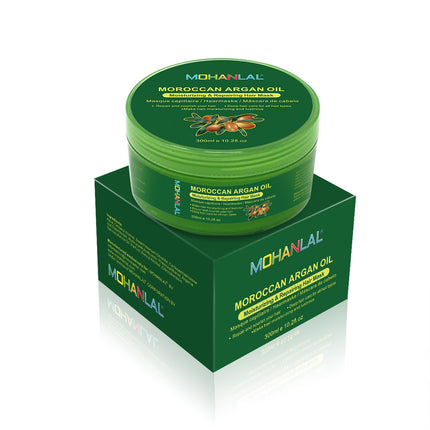 MOHANLAL® XL ARGAN OLIE HAARMASKER 300ML | romige consistentie, kleurbeschermd, vermindert haaruitval en roos, haargroei, verbetert de haartextuur, hydrateert | alle haartypes