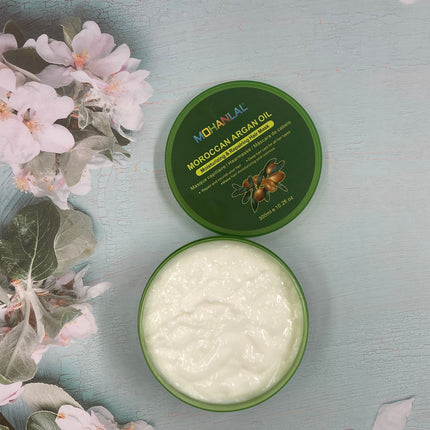 MOHANLAL® XL ARGAN OLIE HAARMASKER 300ML | romige consistentie, kleurbeschermd, vermindert haaruitval en roos, haargroei, verbetert de haartextuur, hydrateert | alle haartypes