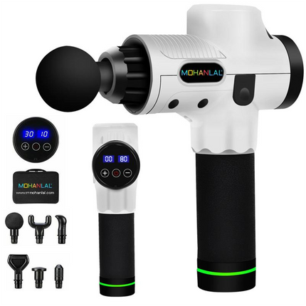 MOHANLAL® XL Massage Acupressuur Compressie Shiatsu Vibratie Klop & Rolmassage LED touchscreen met 6 massagekoppen in luxe koffer | Professioneel hand massage apparaat