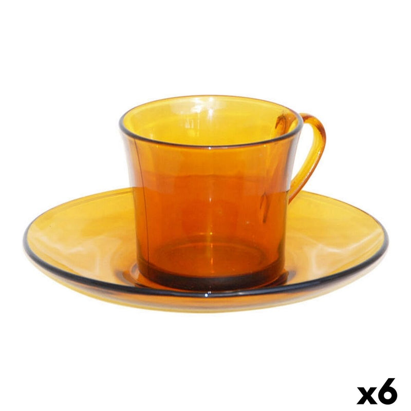 Cup with Plate Duralex Lys Amber 6 Units (180 ml)