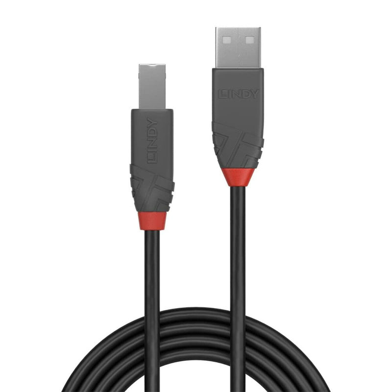 USB A to USB B Cable LINDY 36677 10 m Black Grey