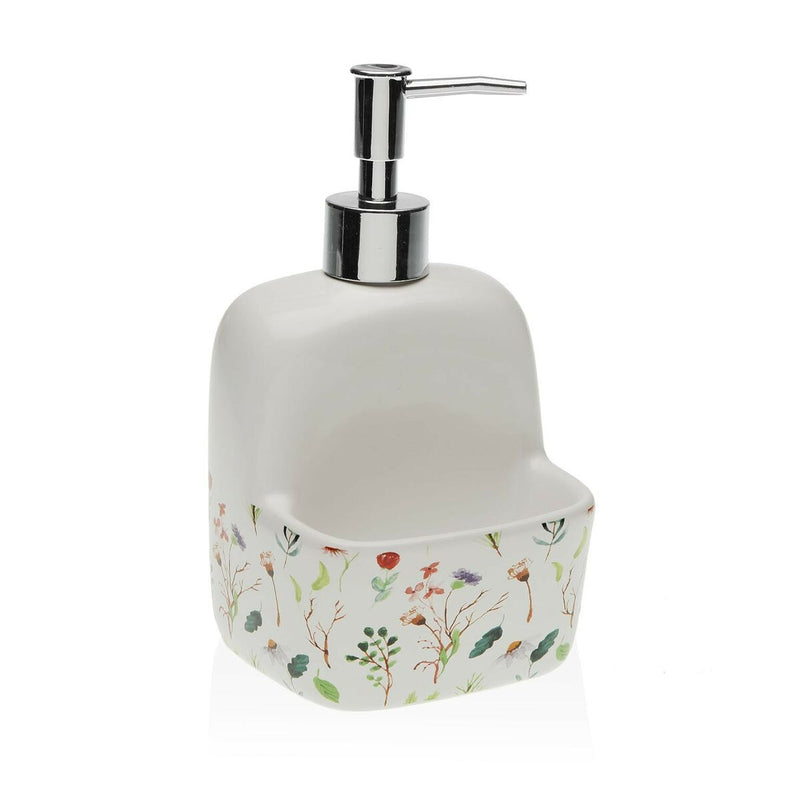 Soap Dispenser Versa Sansa Flowers Ceramic (9,4 x 17,8 x 10,5 cm)