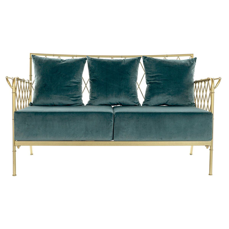 Sofa DKD Home Decor Blue Golden Metal (135 x 70 x 79 cm)