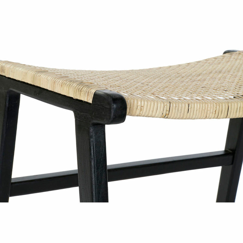 Bench DKD Home Decor 8424001823192 Natural Teak Black Rattan (65 x 47 x 40 cm)