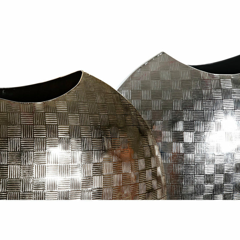 Vase DKD Home Decor Aluminium Modern Silver (2 pcs) (37 x 14 x 33 cm)