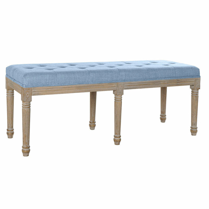 Bench DKD Home Decor Blue Polyester Linen Rubber wood (122 x 41 x 48 cm)