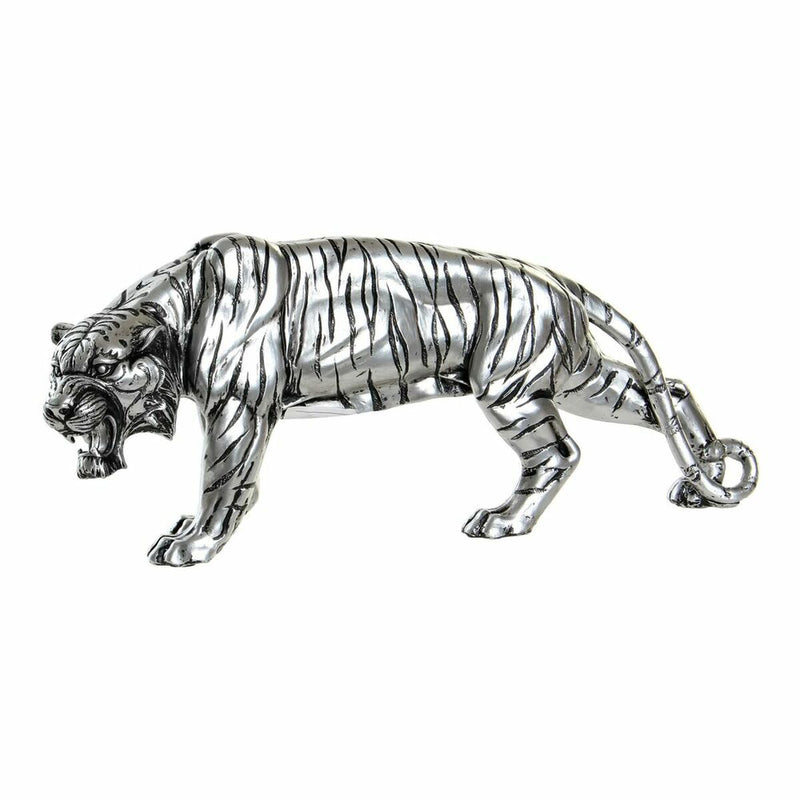 Decorative Figure DKD Home Decor Tiger Silver Resin (31 x 7.5 x 13.5 cm)