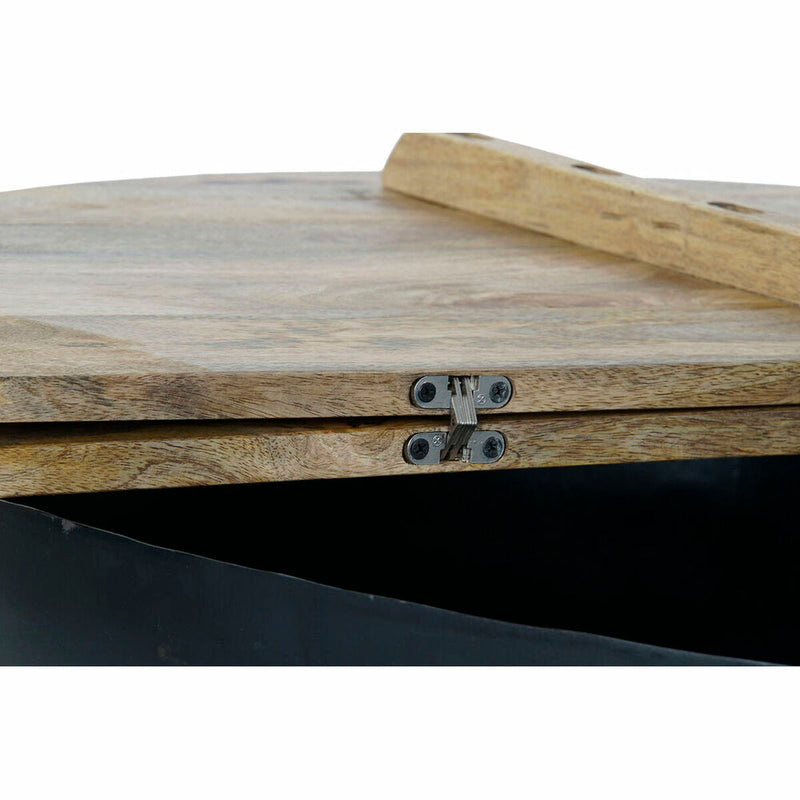 Side table DKD Home Decor Black Metal Mango wood (90 x 90 x 37 cm)