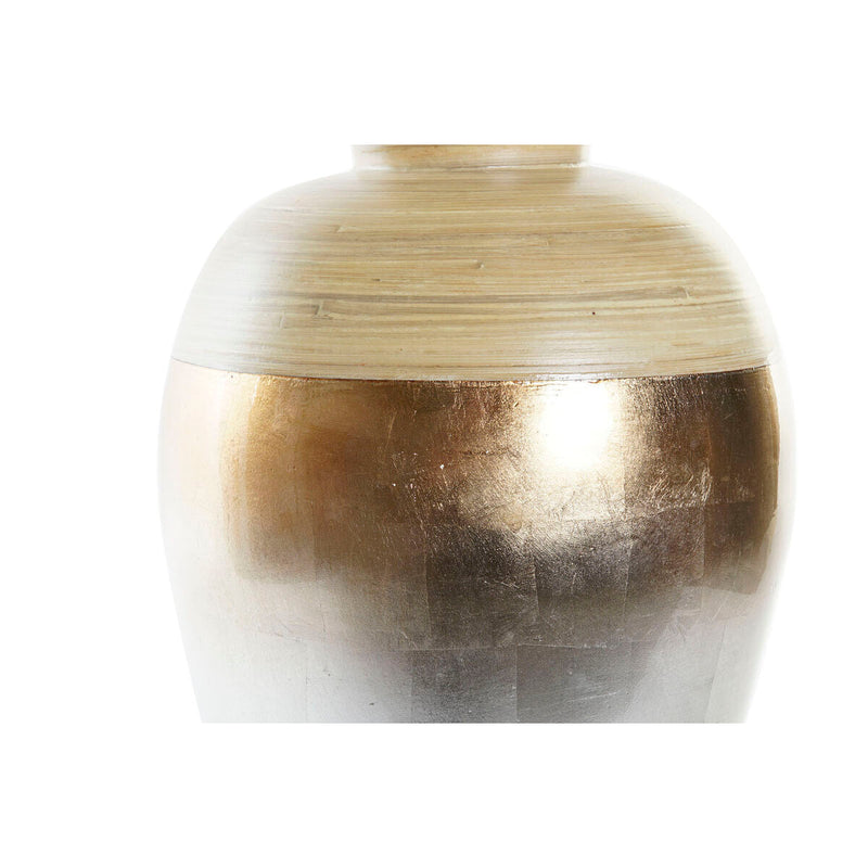 Vase DKD Home Decor Natural Silver Golden Mother of pearl Bamboo Tropical Leaf of a plant (25 x 25 x 53 cm)