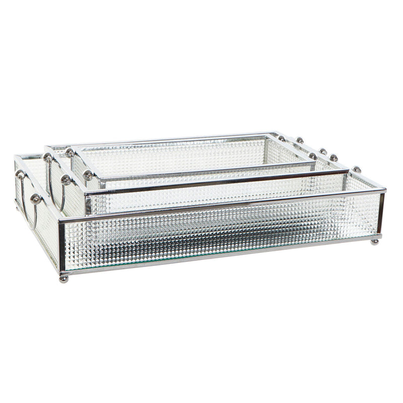 Set of trays DKD Home Decor Crystal Metal Transparent (31 x 18 x 5,5 cm)