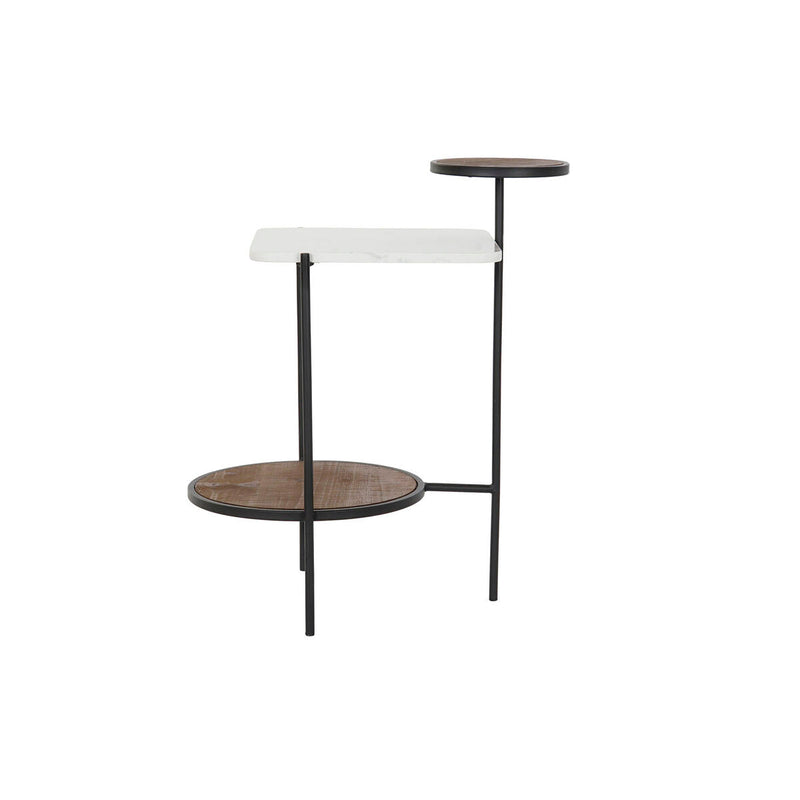 Side table DKD Home Decor Black Metal Wood Brown White Marble (56,5 x 38 x 66 cm)
