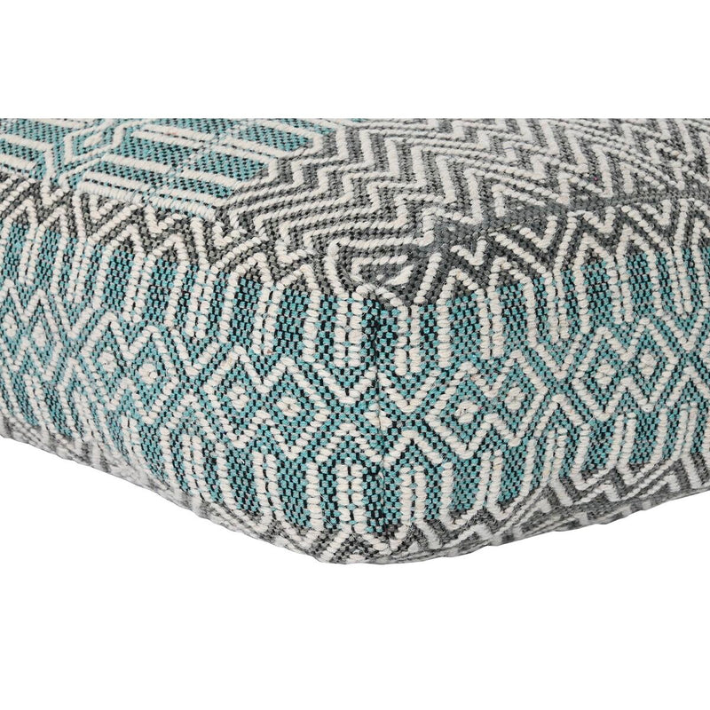 Cushion DKD Home Decor Floor Stripes Blue Polyester Cotton Mint Aluminium White Green (60 x 60 x 25 cm)