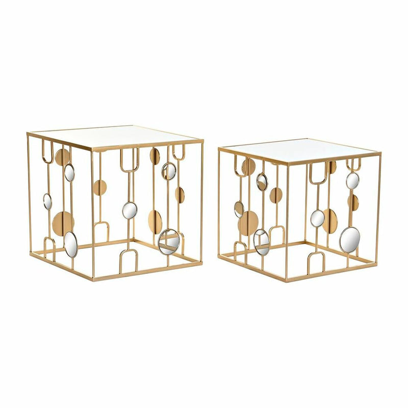 Set of 2 small tables DKD Home Decor Mirror Golden Metal (50 x 50 x 50 cm) (2 pcs)