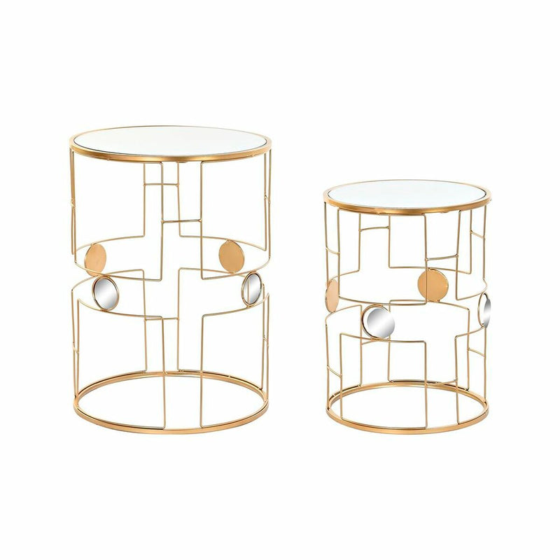 Set of 2 small tables DKD Home Decor Mirror Golden Metal (40 x 40 x 54,5 cm) (2 pcs)