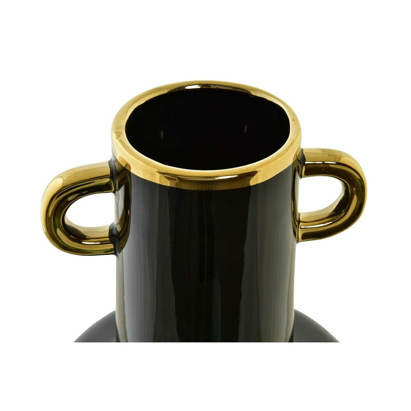 Vase DKD Home Decor Porcelain Black Golden Bicoloured Modern (15 x 15 x 29 cm)