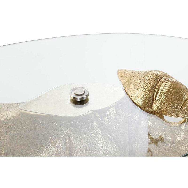 Side table DKD Home Decor Crystal Golden Transparent Resin