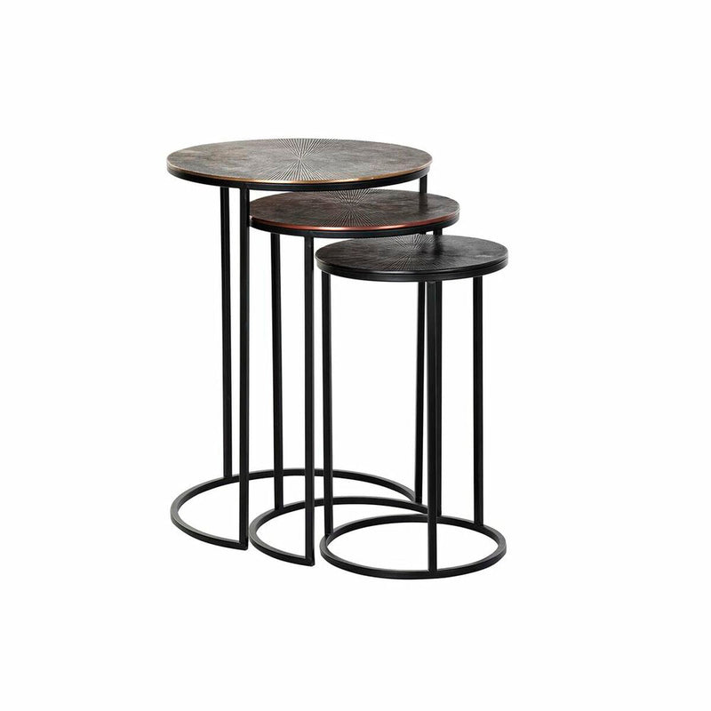 Set of 3 small tables DKD Home Decor Black Golden Copper Aluminium (44 x 44 x 61 cm) (3 pcs)