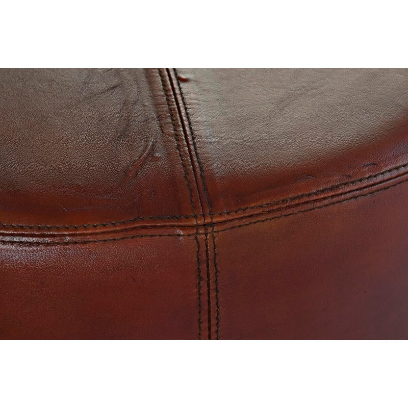 Footrest DKD Home Decor Black Metal Brown Leather (55 x 55 x 37 cm)