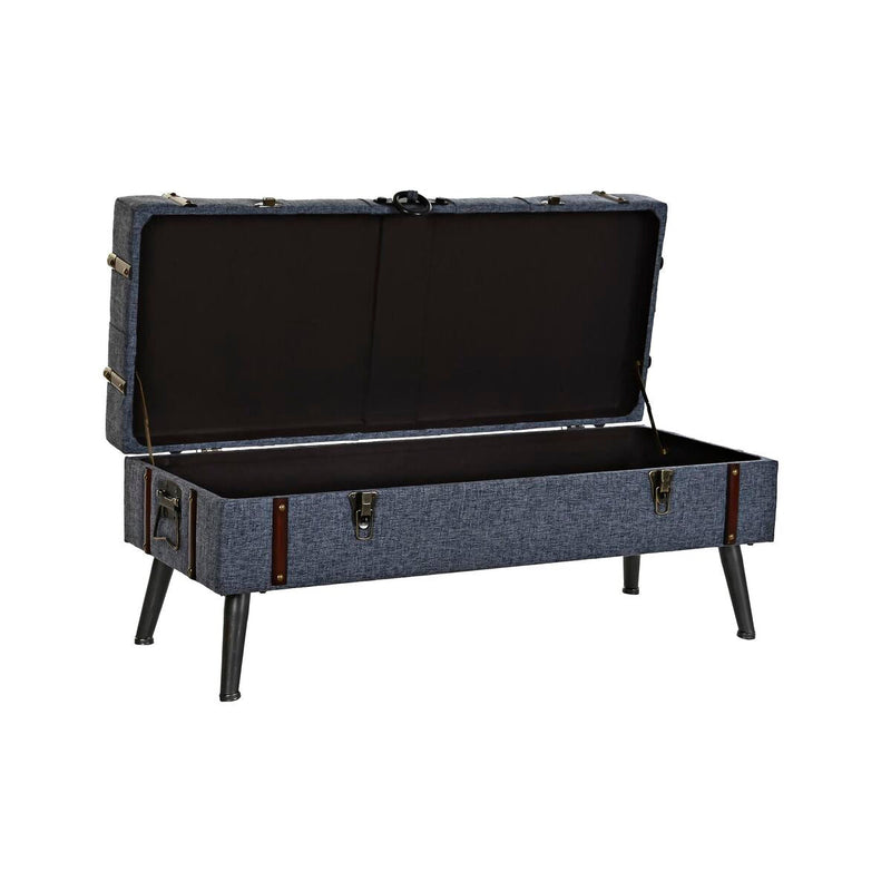 Storage chest with seat DKD Home Decor Blue Metal Polyester MDF (102 x 42 x 42 cm)