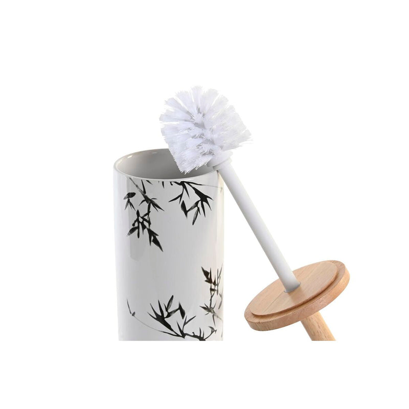 Toilet Brush DKD Home Decor Black Metal White Bamboo Stoneware (10 x 10 x 38,5 cm)