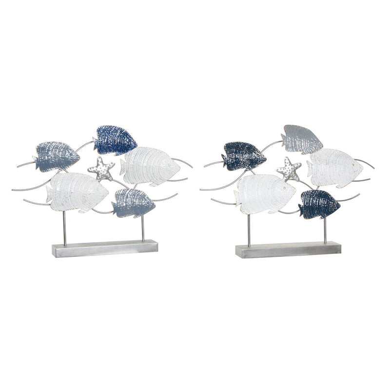 Decorative Figure DKD Home Decor Grey Blue Metal White Spirals (63 x 9 x 44 cm) (2 Units)