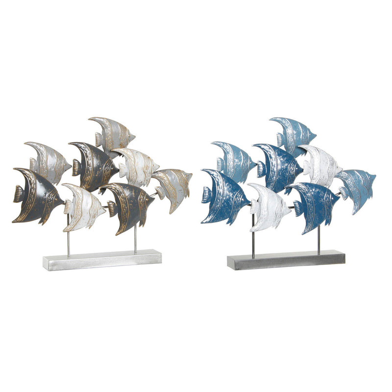 Decorative Figure DKD Home Decor Blue Metal Turquoise White Spirals Mediterranean (56 x 8,3 x 46 cm) (2 Units)