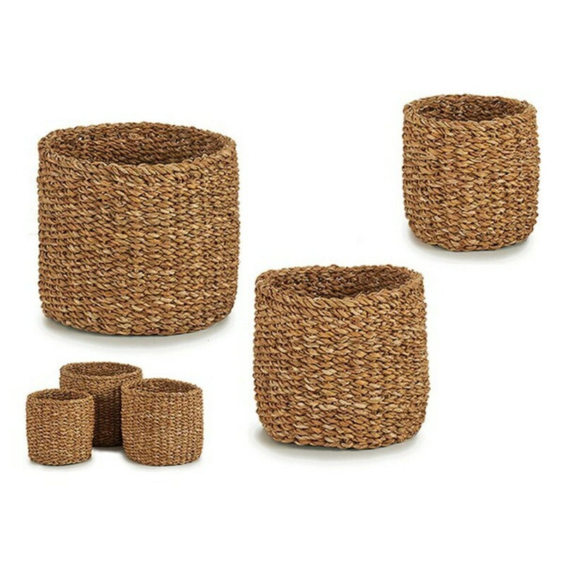 Set of Baskets Esparto grass 3 (3 Pieces) (30 x 12 x 30 cm) (30 x 13 x 30 cm)