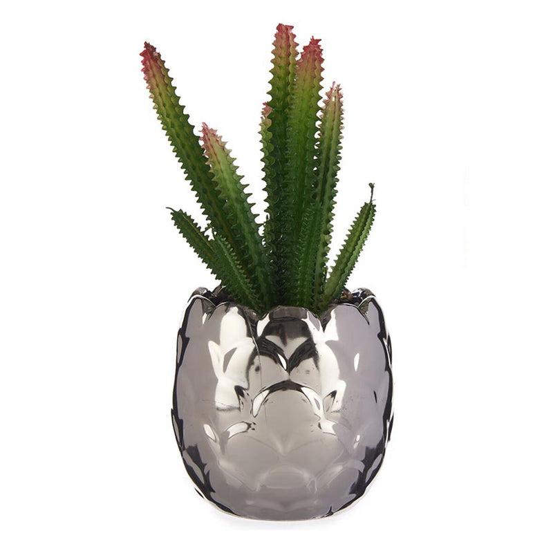 Decorative Plant Silver Cactus Ceramic Plastic (8 x 20 x 8 cm)
