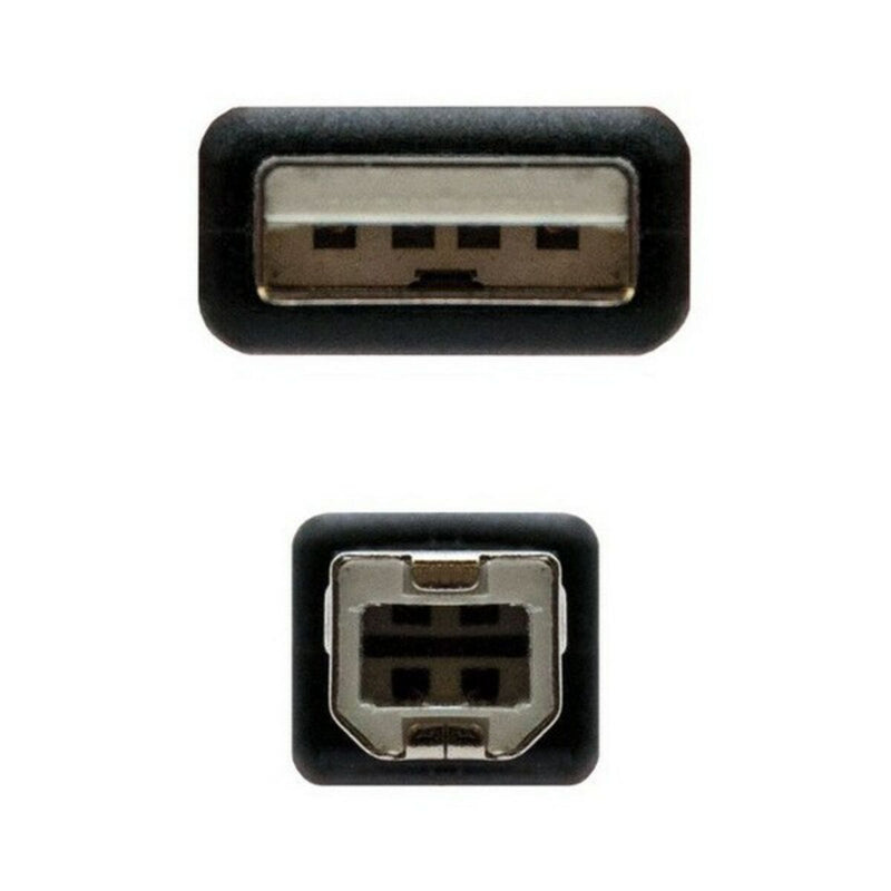 USB 2.0 A to USB B Cable NANOCABLE 10.01.0102-BK Black (1 m)