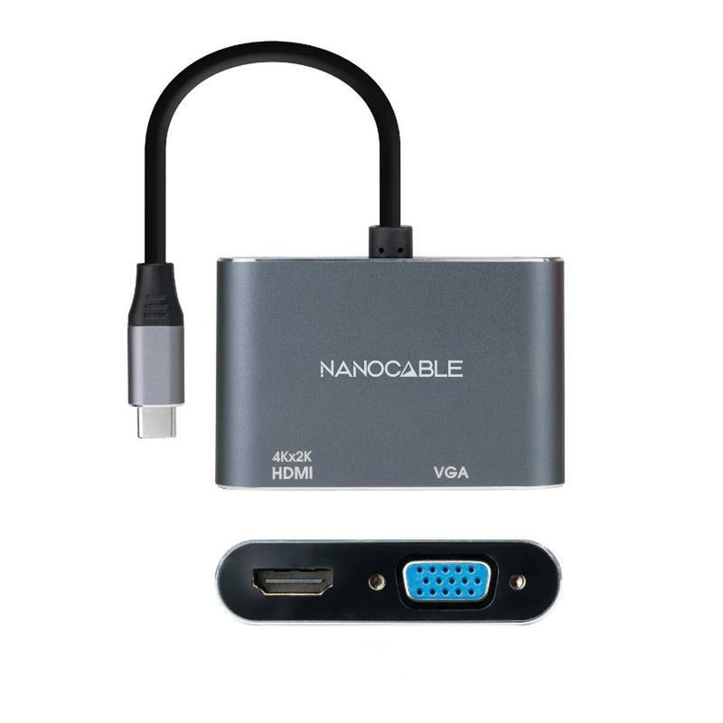 USB C to VGA/HDMI Adapter NANOCABLE 10.16.4303 4K Ultra HD
