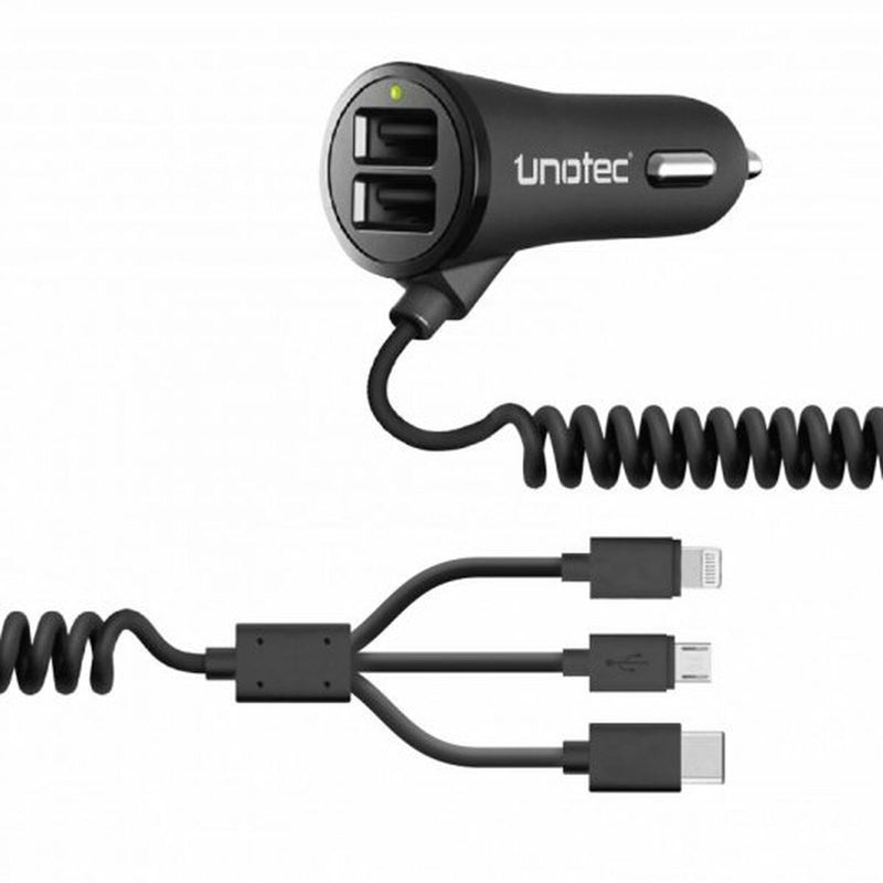 Universal USB Car Charger + USB C Cable Unotec