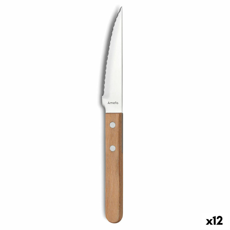 Meat Knife Amefa Pizza Bois Metal Wood (21 cm) (Pack 12x)
