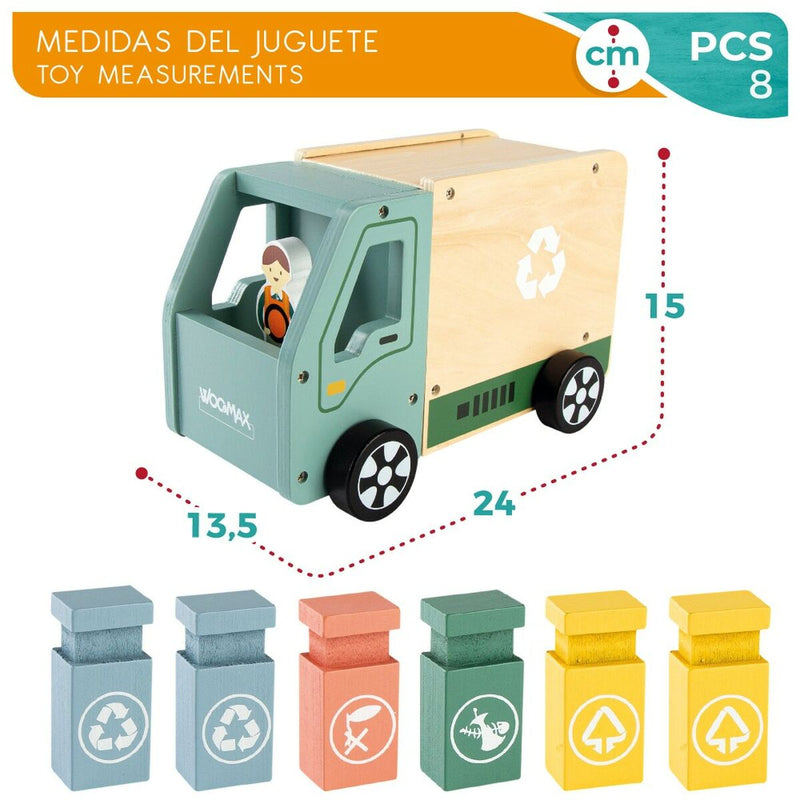 Garbage Truck Woomax 8 Pieces Toy 24 x 15 x 13,5 cm (4 Units)