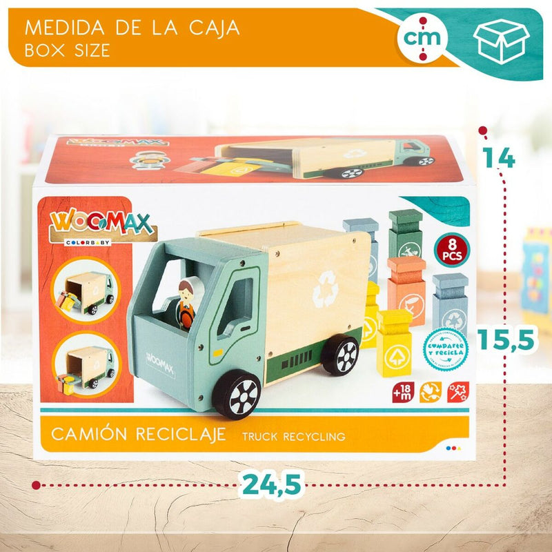 Garbage Truck Woomax 8 Pieces Toy 24 x 15 x 13,5 cm (4 Units)