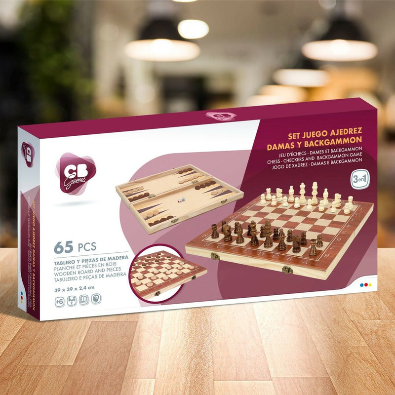 Chess and Checkers Board Colorbaby Wood Backgammon (4 Units)
