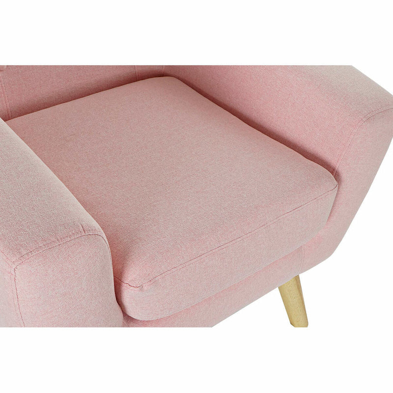 Armchair DKD Home Decor 8424001799367 Polyester Rubber wood Light Pink (81 x 80 x 80 cm)
