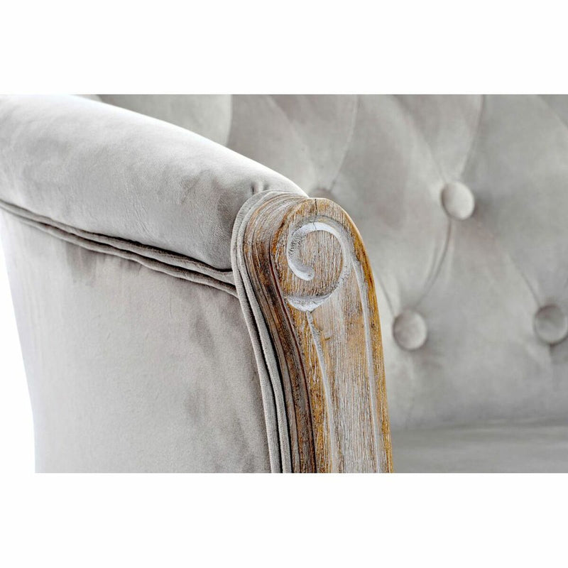 Armchair DKD Home Decor Polyester Rubber wood Light grey (62 x 58 x 69 cm)
