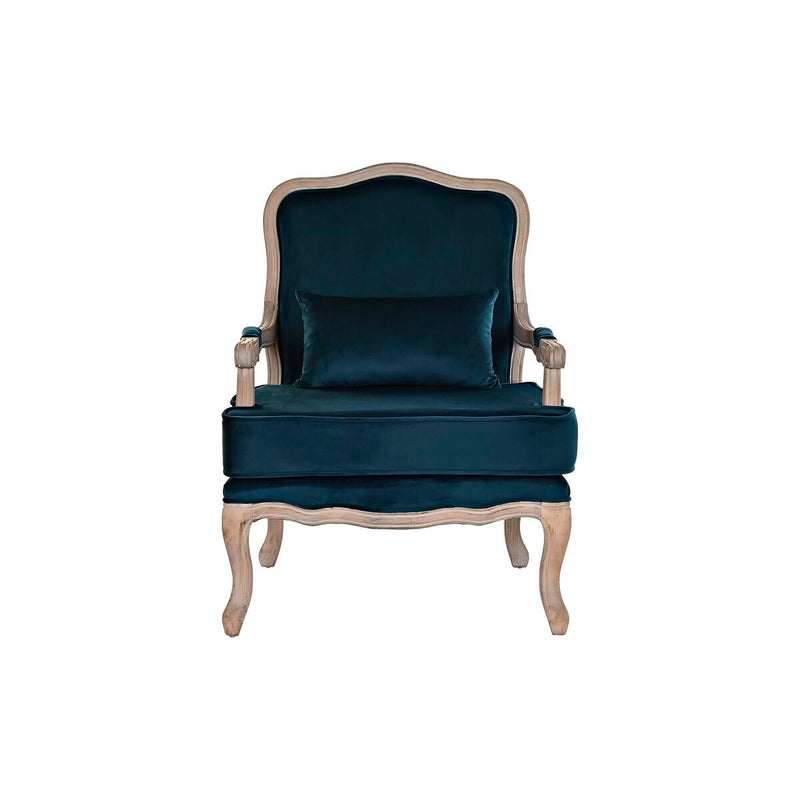 Armchair DKD Home Decor Wood Brown Turquoise Polyester (70 x 66 x 95,5 cm)
