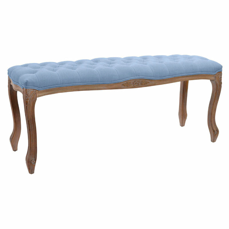 Bench DKD Home Decor Blue Polyester Rubber wood Light brown (110 x 37 x 48 cm)
