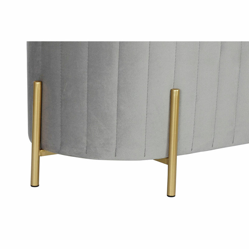 Bench DKD Home Decor Grey Golden Metal Polyester Velvet (123 x 50 x 45 cm)