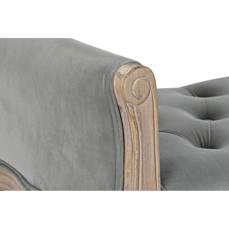 Bench DKD Home Decor Grey Polyester Velvet Rubber wood (109 x 39 x 60 cm)