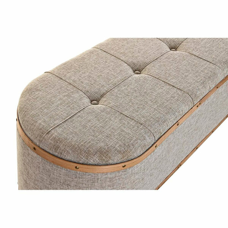 Bench DKD Home Decor Natural Beige Wood Polyester (120 x 44 x 43 cm)