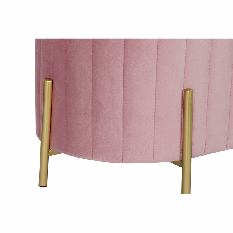 Bench DKD Home Decor Pink Golden Metal Polyester Velvet (123 x 50 x 45 cm)