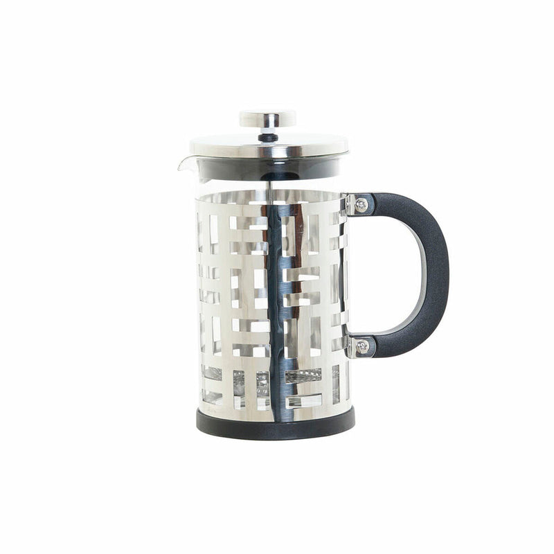 Cafetière with Plunger DKD Home Decor Black Stainless steel Silver Borosilicate Glass (600 ml)