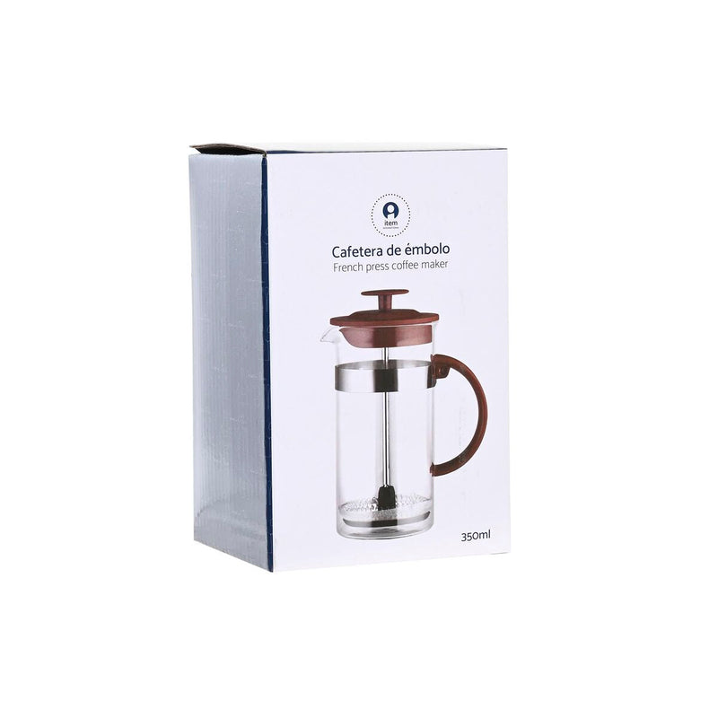 Cafetière with Plunger DKD Home Decor Brown Transparent Stainless steel Borosilicate Glass (16 x 9 x 18,5 cm) (350 ml)