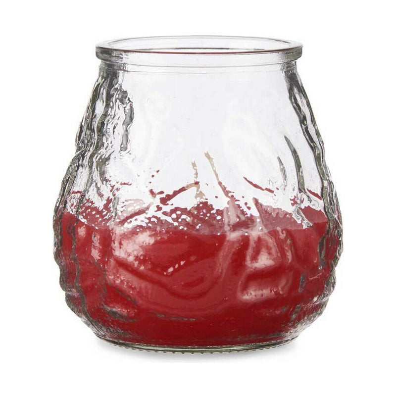 Candle Geranium Red Transparent Glass Paraffin 6 Units (9 x 9,5 x 9 cm)