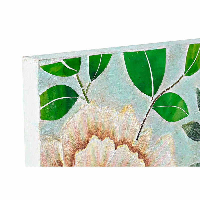 Canvas DKD Home Decor Crystal Flowers Canvas (80 x 4 x 120 cm)