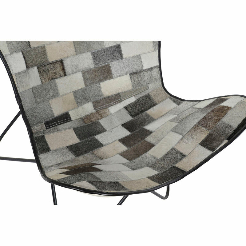 Chair DKD Home Decor Black Grey Beige Metal Leather White (74 x 70 x 90 cm)